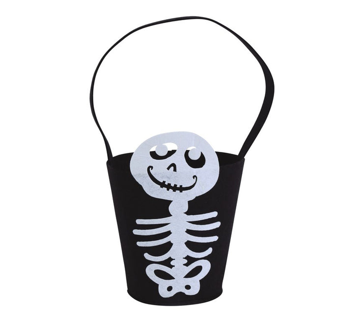 Halloween Skelett Eimer Filz 14x18cm