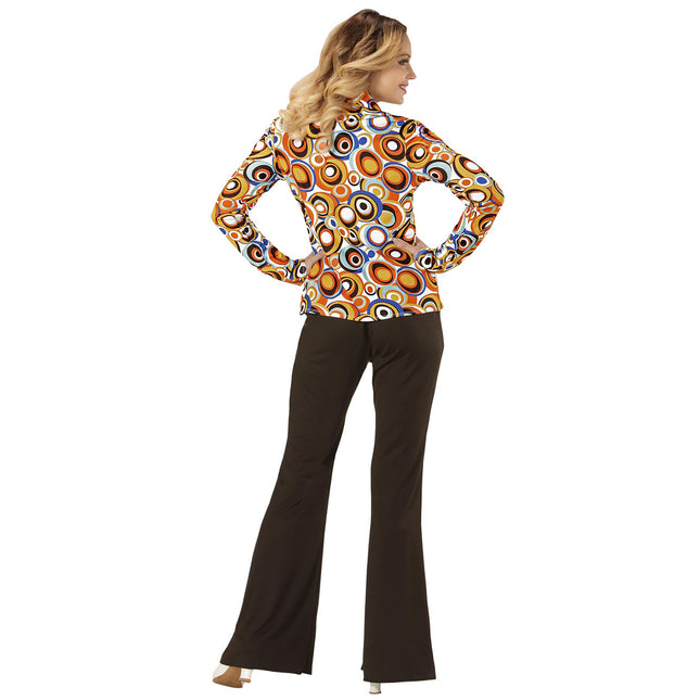 Disco 70S Bluse Blau Orange Damen