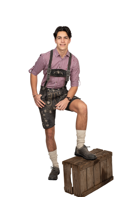 Lederhose Braun Grau Herren Kurz Antique