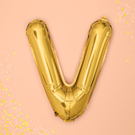 Folienballon Buchstabe V Gold Leer 35cm