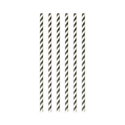 Papierstrohhalme Schwarz Gestreift 19,7cm 20Stück