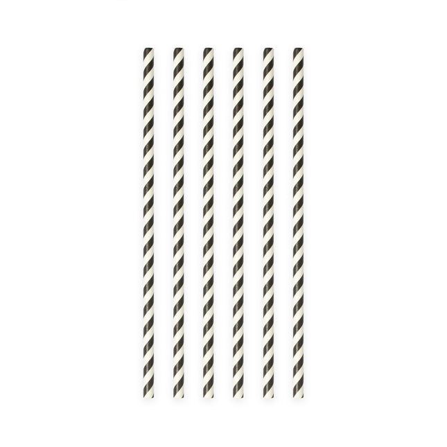Papierstrohhalme Schwarz Gestreift 19,7cm 20Stück