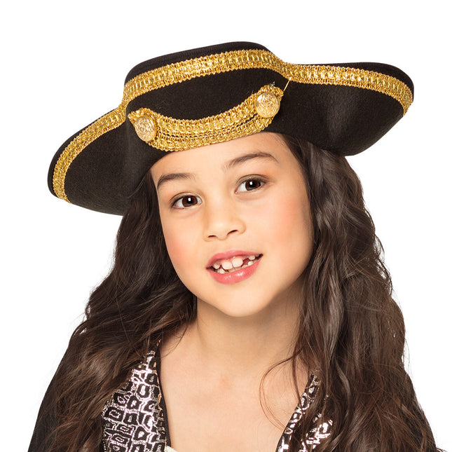 Schwarzer Piratenhut Kind