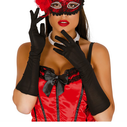 Halloween Handschuhe Schwarz 45cm