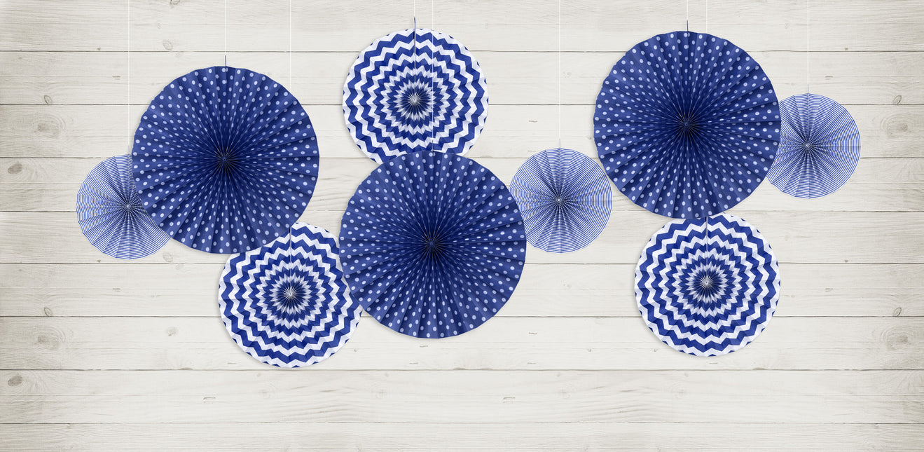Papierfächer Dunkelblau Set 23-40cm 3 Stück