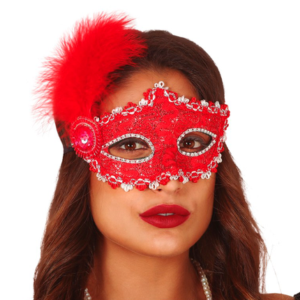 Maske Federn Rot