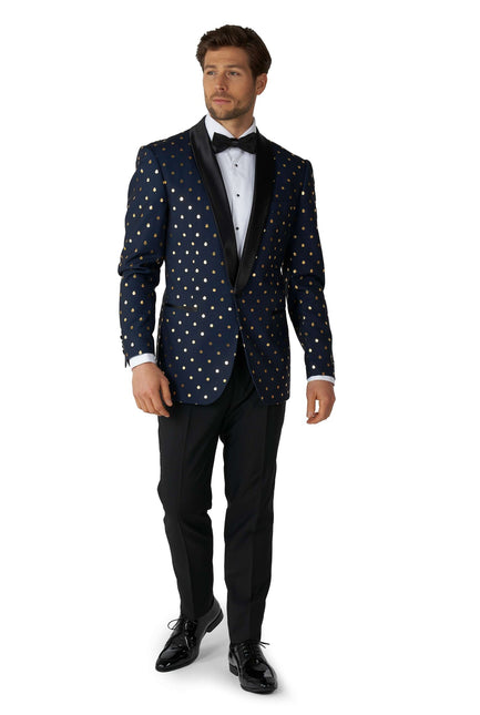 Dunkelblau Gold Gepunkteter Smoking Männer <tc>OppoSuits</tc>