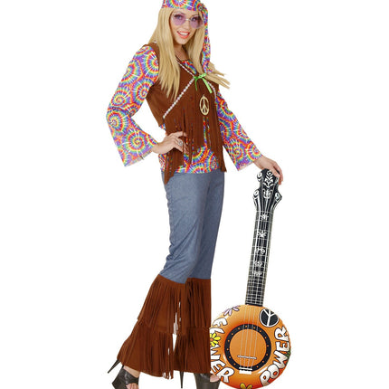 Hippie 60S Fake Banjo Orange Aufblasbar 1m