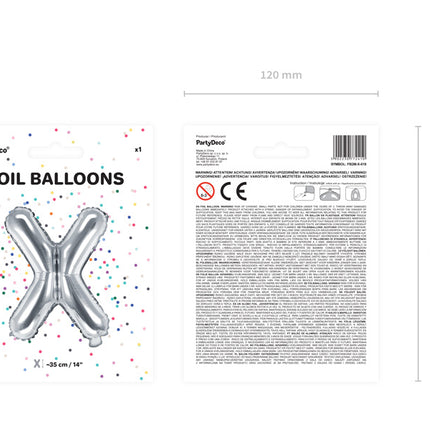 Folienballon Buchstabe X Silber Leer 35cm