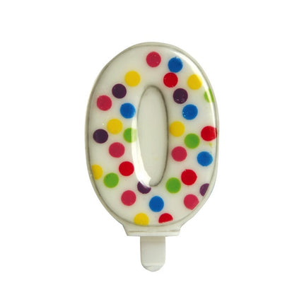 Kerze 0 Jahr Konfetti 6,5cm