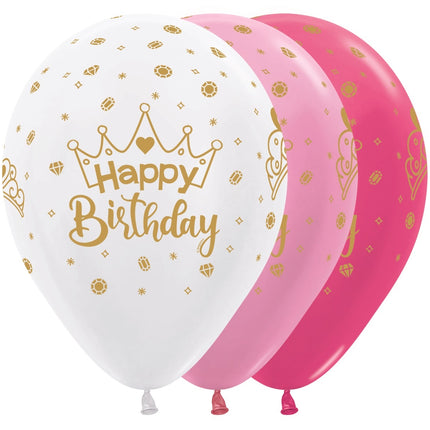Luftballons Happy Birthday Crown 30cm 25pcs