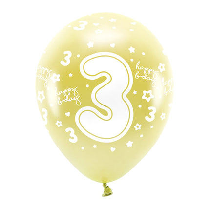 Luftballons 3 Jahre Gold 33cm 6Stück