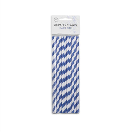 Strohhalme Blau Gestreift 19cm 20Stück