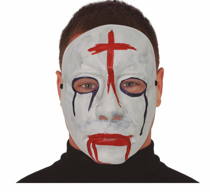 Rot Weiß Halloween Maske Kreuz