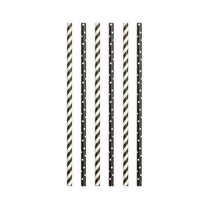 Papierstrohhalme Schwarz/Weiß Mix 19,7cm 20Stück