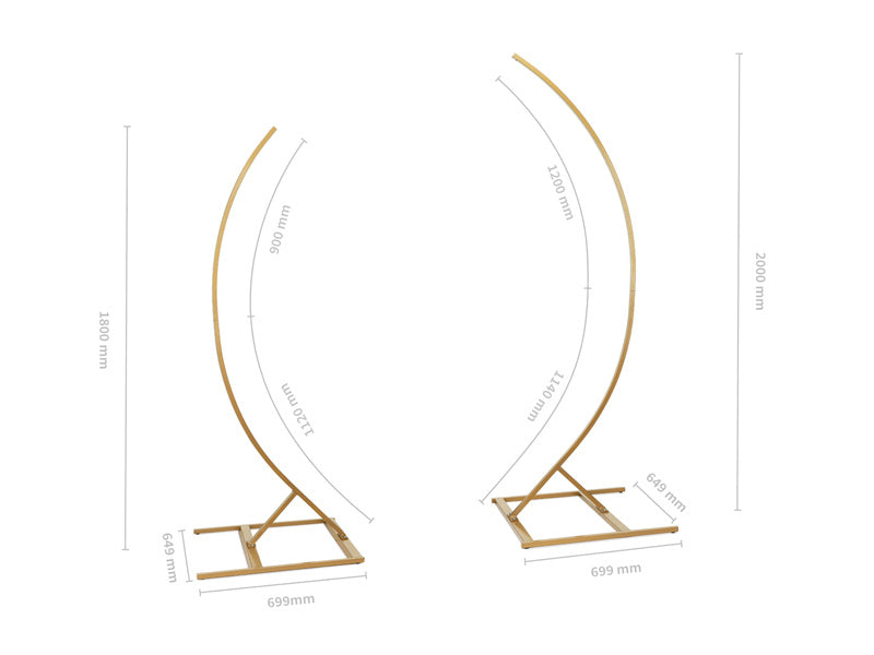 Gold Backdrop Frame Half Arch 2pcs
