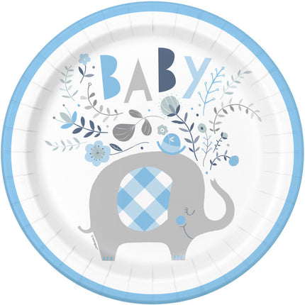 Baby Elefant Teller Blau 23cm 8Stk