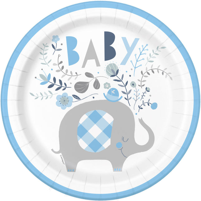 Baby Elefant Teller Blau 23cm 8Stk