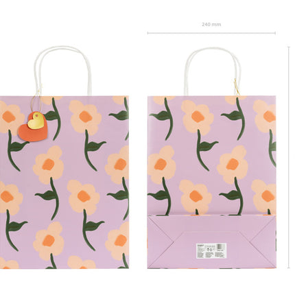 Partytaschen Blumen Rosa 32cm