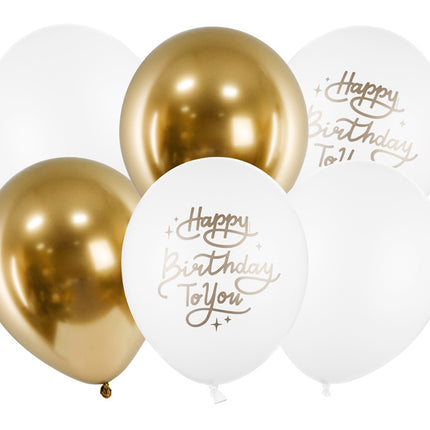 Ballons Happy Birthday To You Gold 30cm 6 Stk.