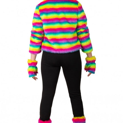 Pelzmantel Rainbow Stripe