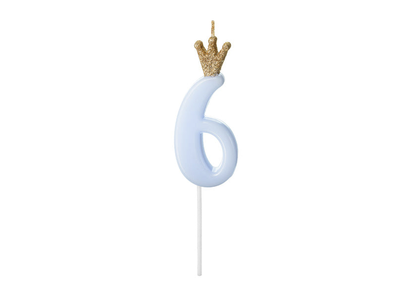 Kerze 6 Jahre Hellblau 9,5cm