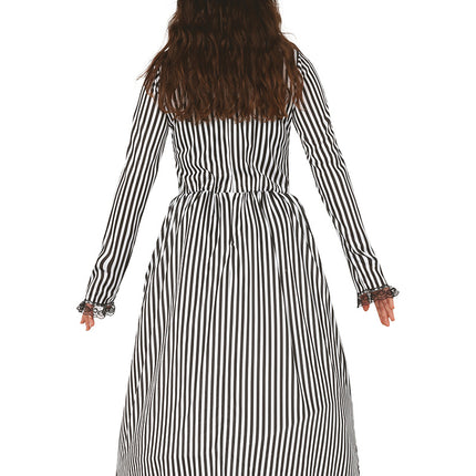 Hexe Halloween Kostüm Damen Schwarz Weiß