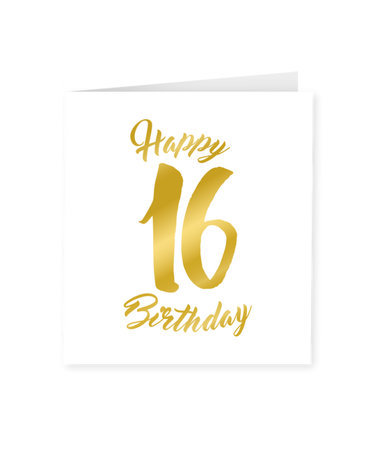Karte 16 Jahre Gold Weiß 15cm