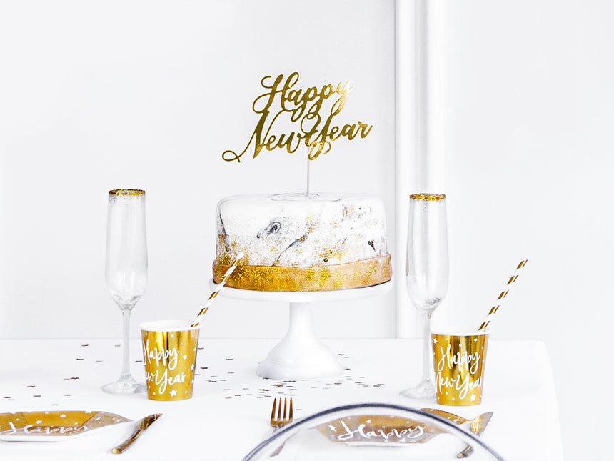 Tortenaufleger Happy New Year Gold 24cm