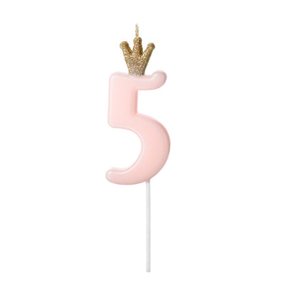 Kerze 5 Jahre Hellrosa 9,5cm