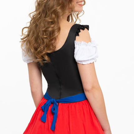 Dirndlkleid Oktoberfest Rot Blau Schürze