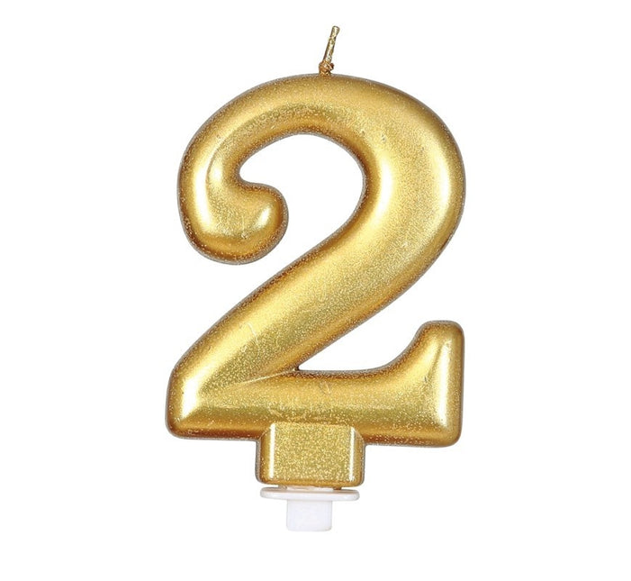 Gold Kerze 2 Jahre Metallic 8cm