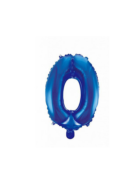 Folienballon Figur 0 Blau 41cm mit Strohhalm