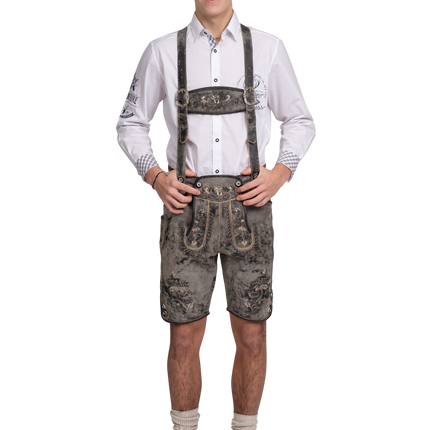 Lederhose Grau Herren Kurz Vintage