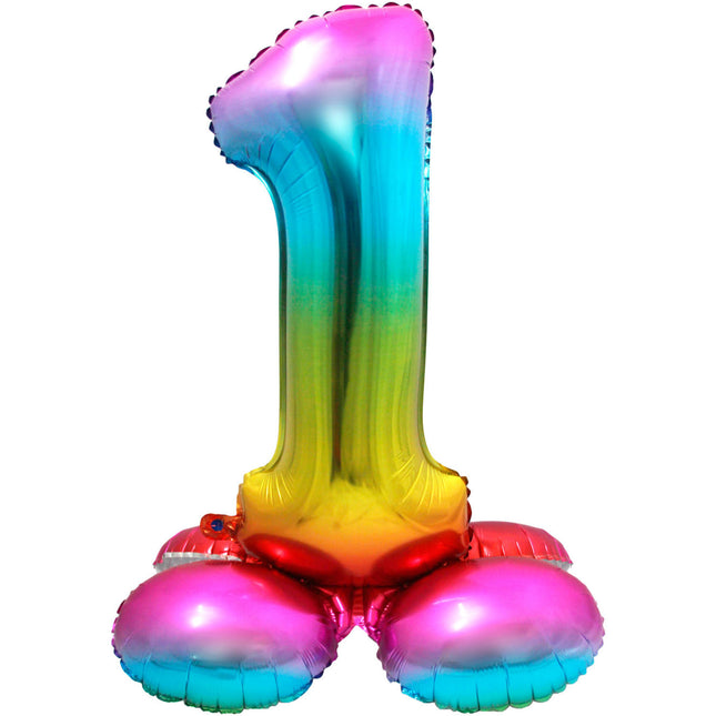 Folienballon Figur 1 Regenbogen mit Ständer 72cm