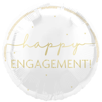 Happy Engagement Helium Ballon Weißgold 45cm