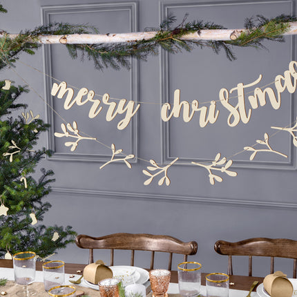 Flagline Frohe Weihnachten Holz 87cm