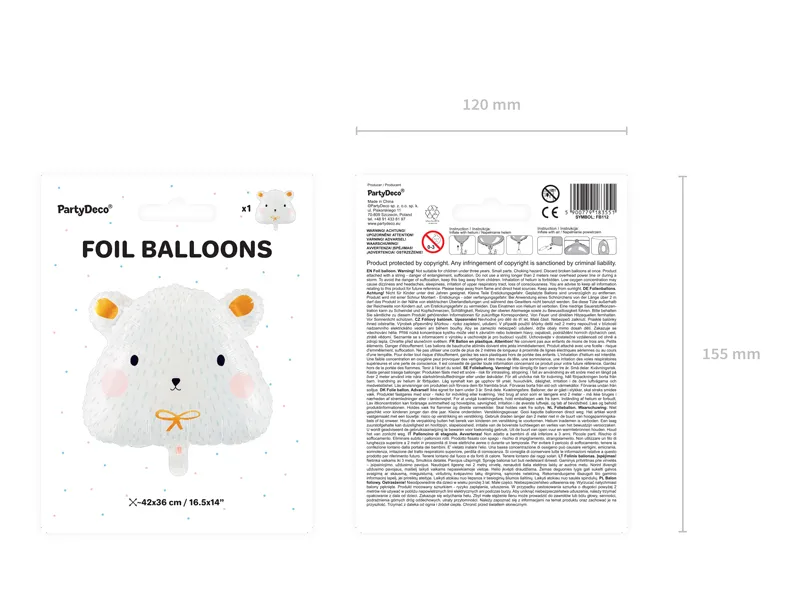 Helium Ballon Eisbär Leer 51cm