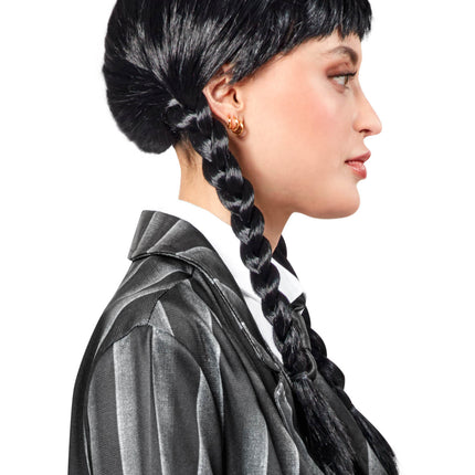 Schwarze Perücke Zöpfe Damen