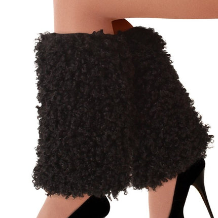Legwarmers Plüsch Curly Schwarz