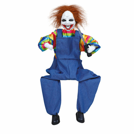 Halloween Puppe Clown mit Licht und Sound 70cm