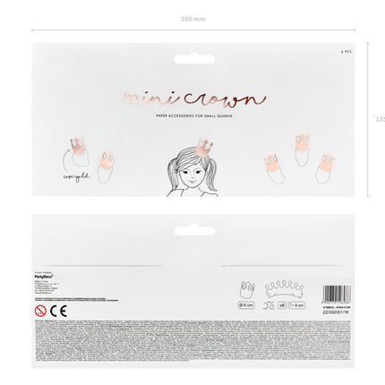 Rose Gold Krone 6cm 6Stück