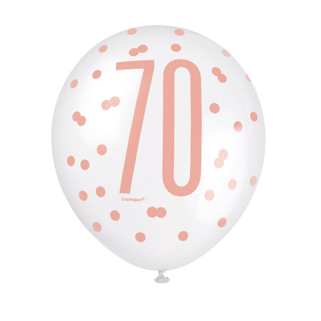 Ballons 70 Jahre Rose Gold 30cm 6Stk
