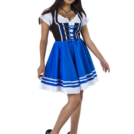 Oktoberfest Dirndl Kleid Oktoberfest Blau Weiß Damen 2 Stück