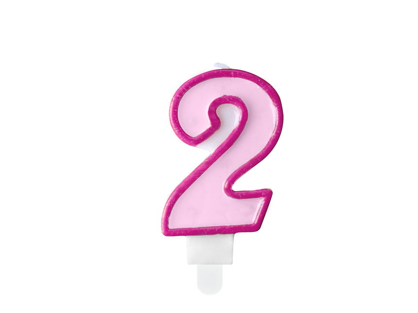 Kerze 2 Jahre Rosa 7cm