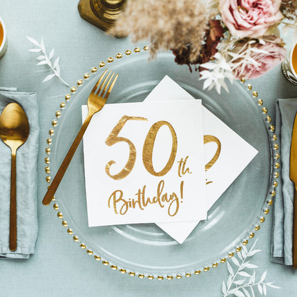 Servietten 50 Jahre Weiß 33cm 20Stück