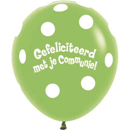 Ballons Kommunion Polka Dots Limettengrün 45cm 25Stk.