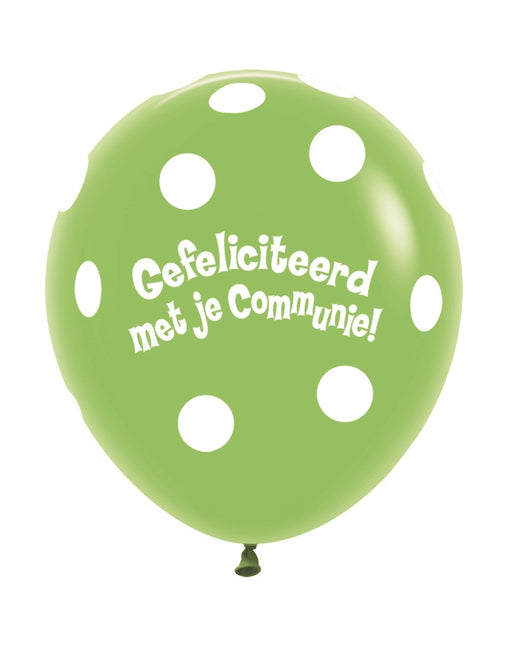 Ballons Kommunion Polka Dots Limettengrün 45cm 25Stk