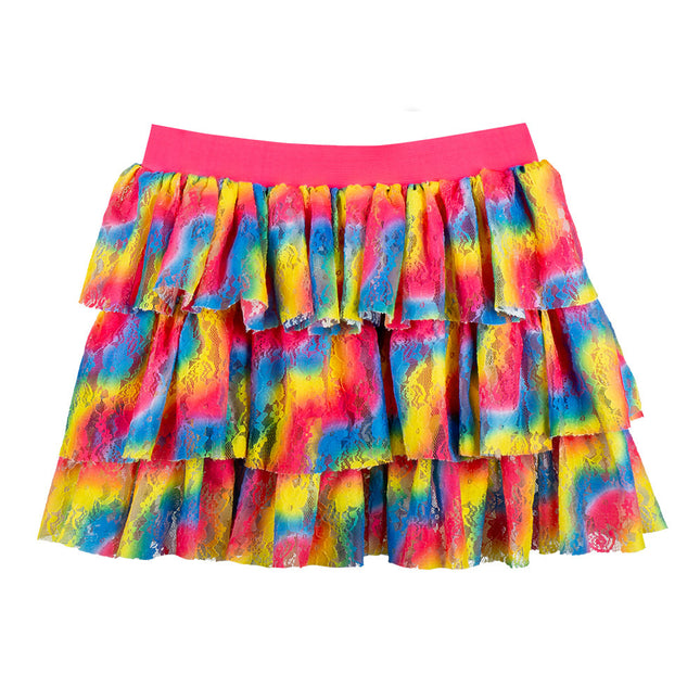 Regenbogen Minirock mit Rüschen