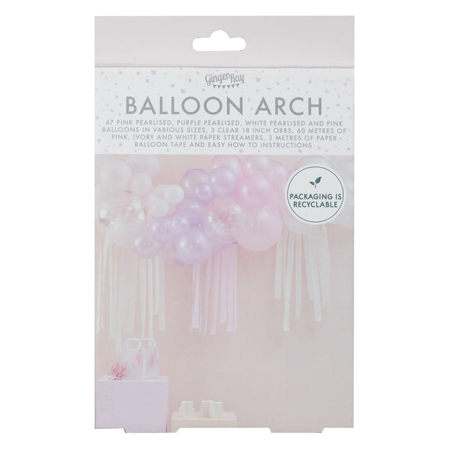 Rosa Ballonbogen Pastell Transparent DIY Set